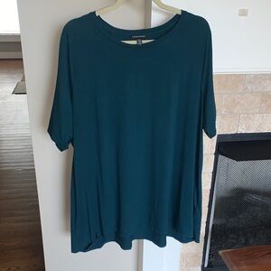 Eileen Fisher Teal Short-Sleeve Relaxed Top Like New